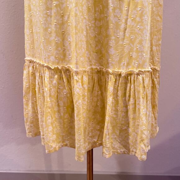Japna Butter Yellow Floral Smocked Midi Dress Boho Sundress Cottagecore Small - Picture 4 of 6